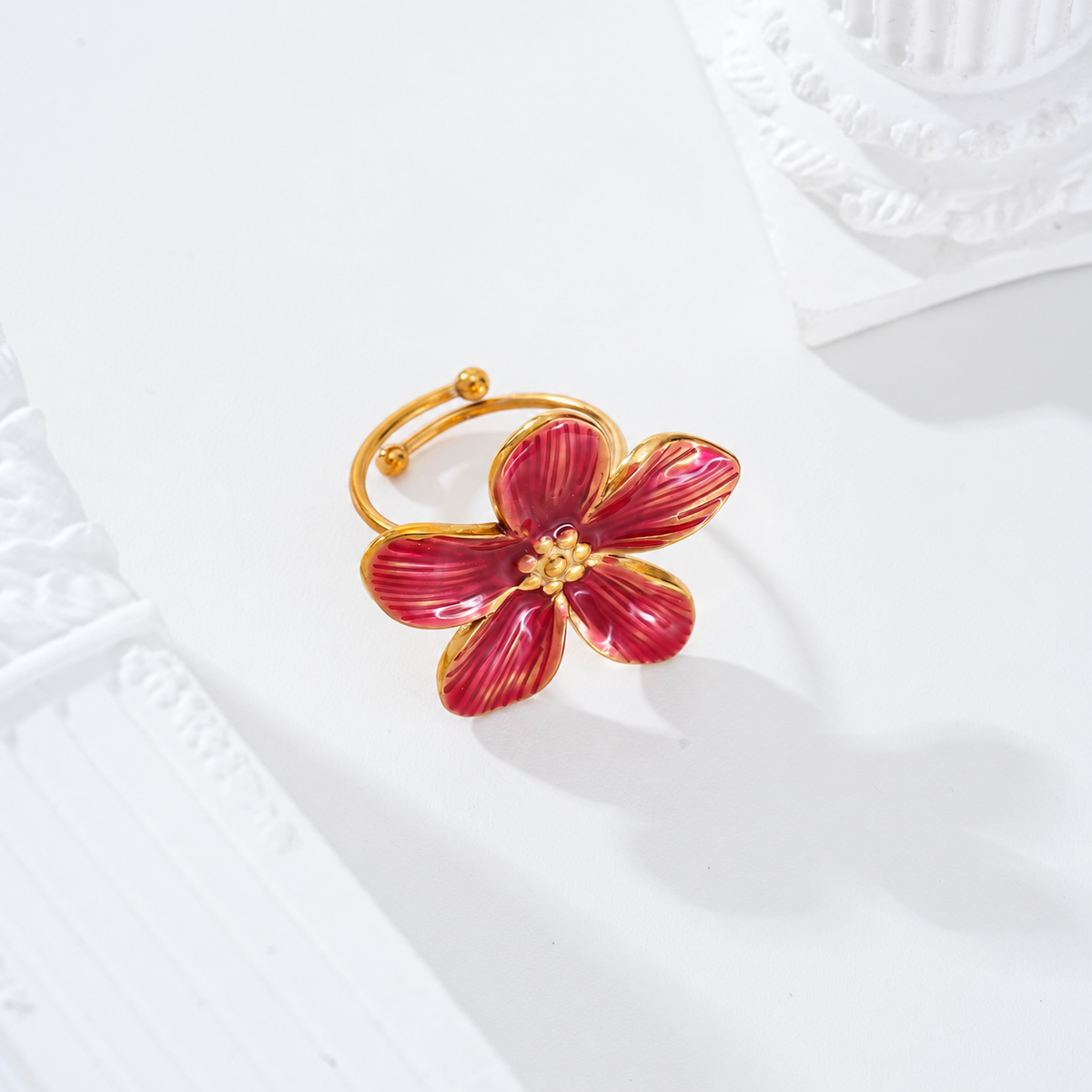 Anillo flor color - anillo de joyería al por mayor
