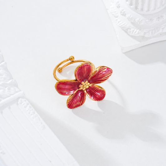 Anillo flor color - anillo de joyería al por mayor