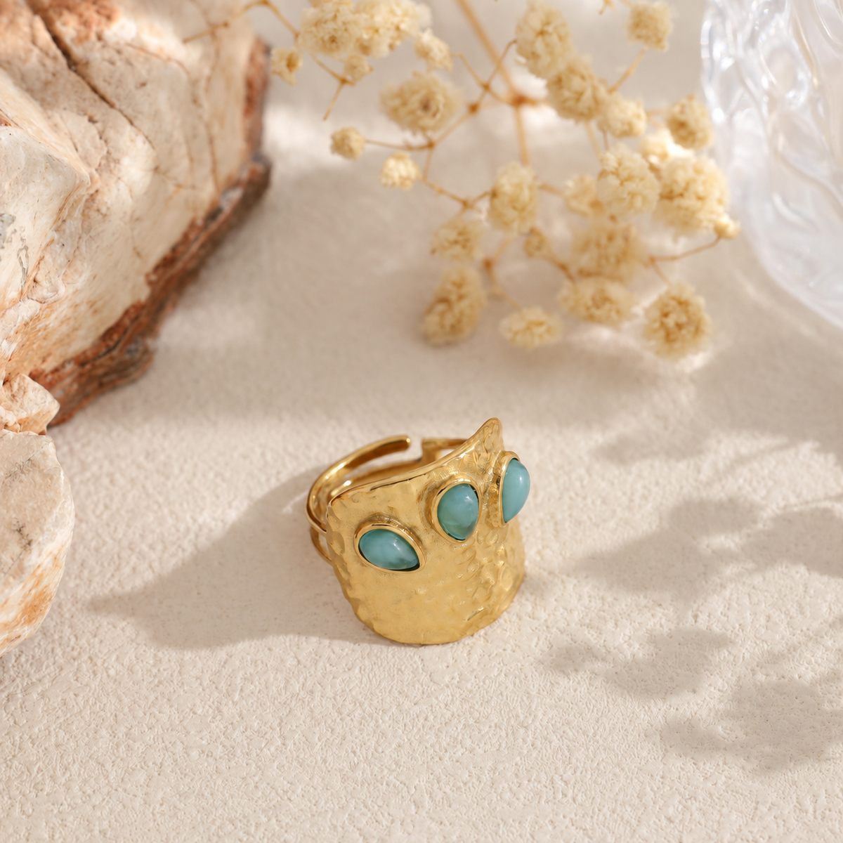 Anillo ajustable con gotas de piedras - anillo de joyería al por mayor