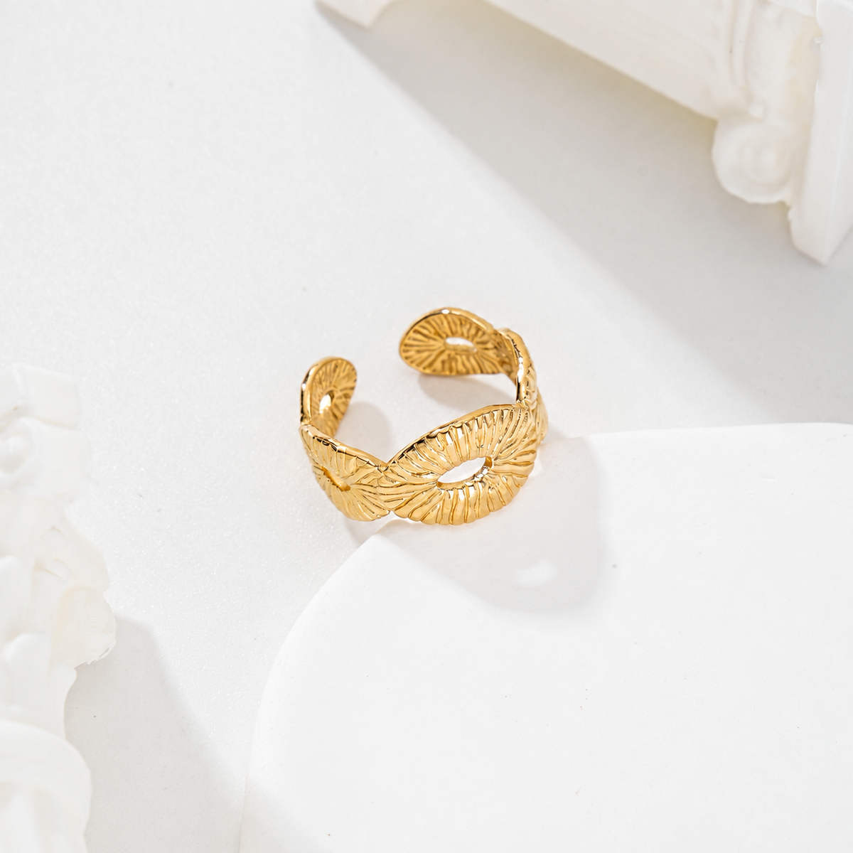 Anillo de óvalos texturizados - anillo de joyería al por mayor