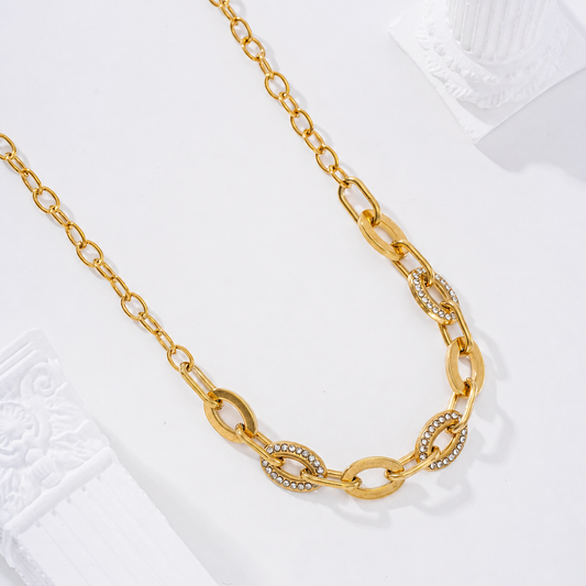 Collar con detalles ovalados y circonitas - collar de joyeria al por mayor