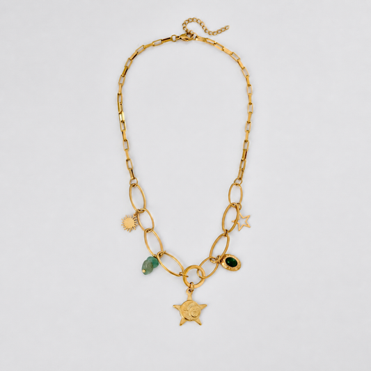 Collar con estrella y piedras - collar de joyeria al por mayor