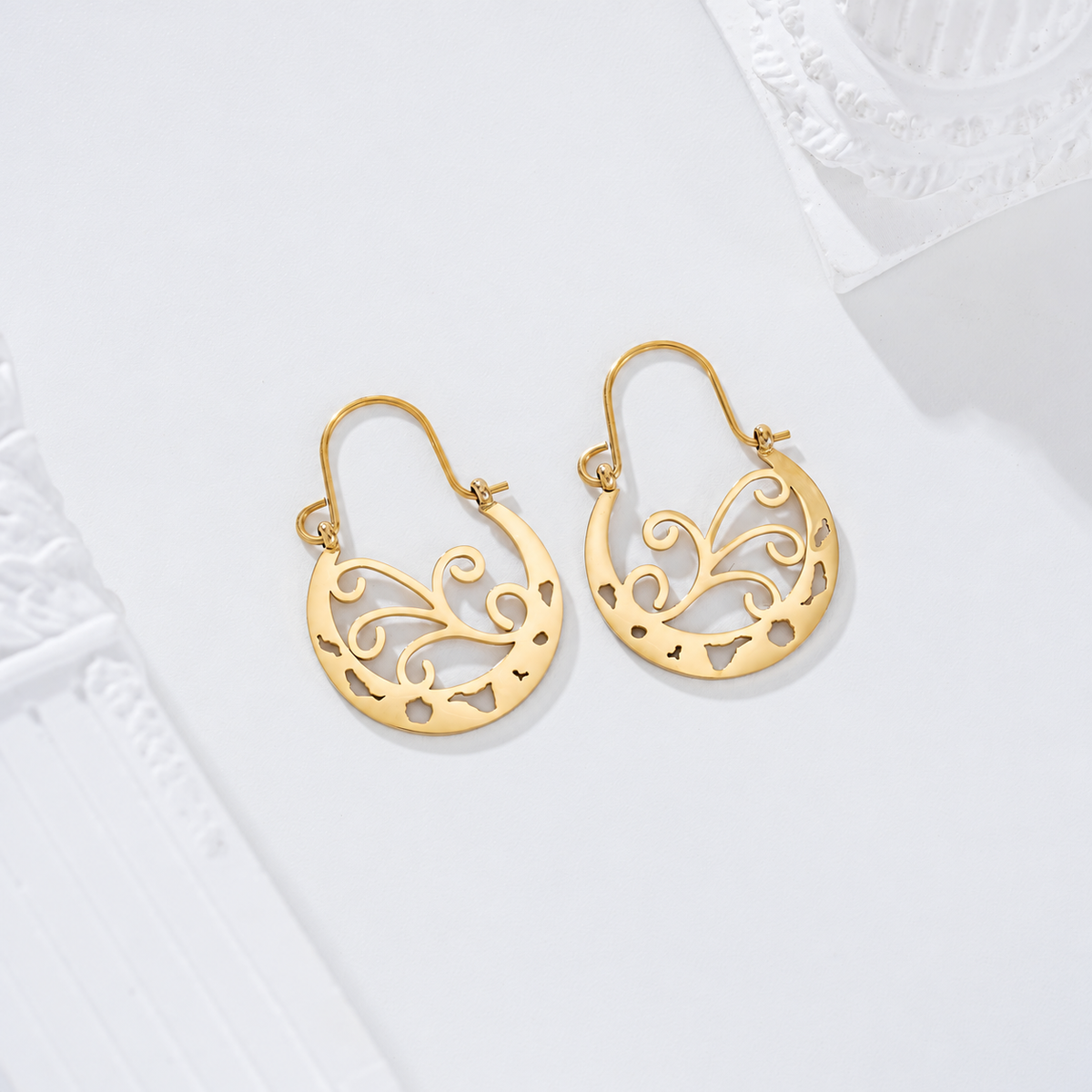 Pendientes aro con formas Islas Canarias acero - pendientes de joyería al por mayor