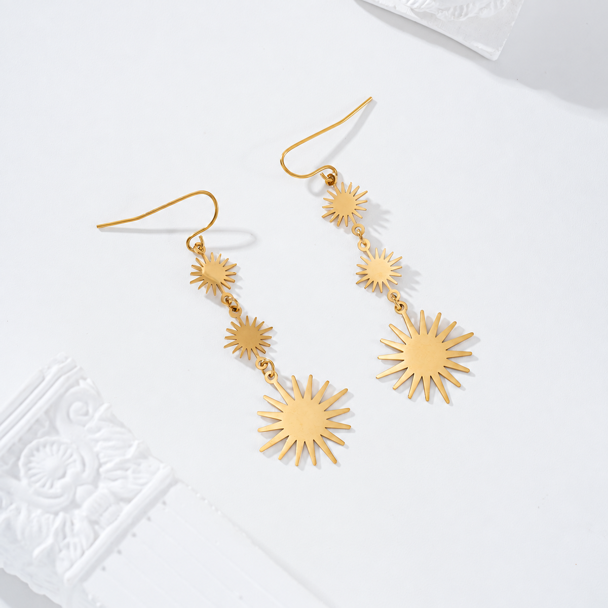 Pendientes tres soles acero - pendientes de joyería al por mayor