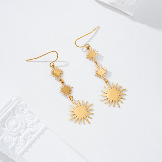 Pendientes tres soles acero - pendientes de joyería al por mayor