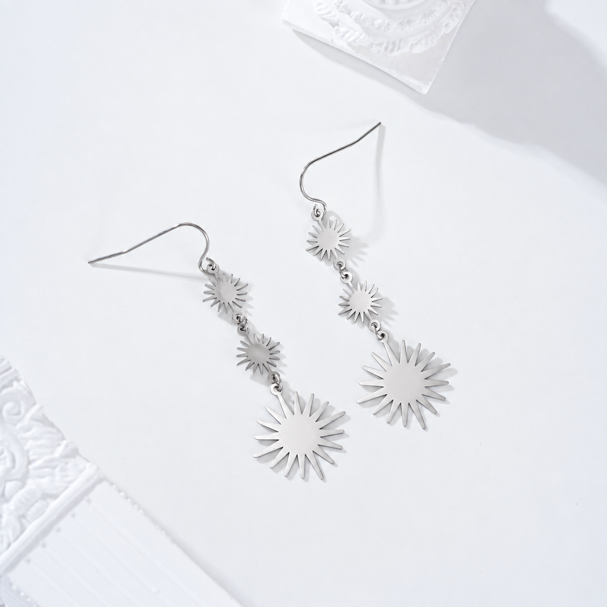 Pendientes tres soles acero - pendientes de joyería al por mayor
