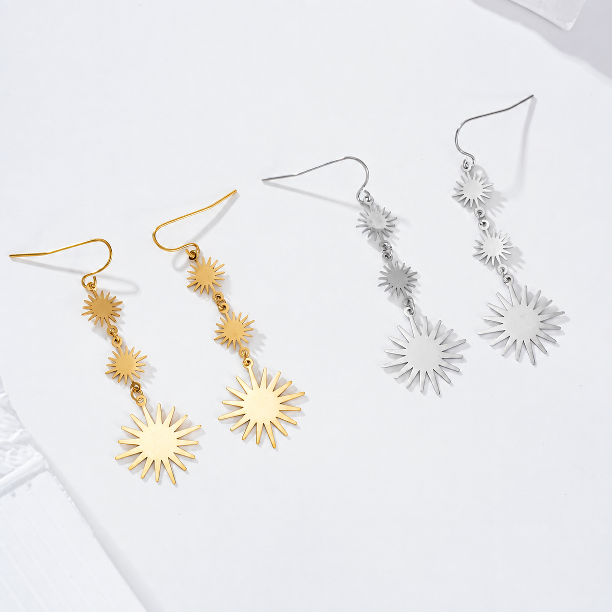 Pendientes tres soles acero - pendientes de joyería al por mayor