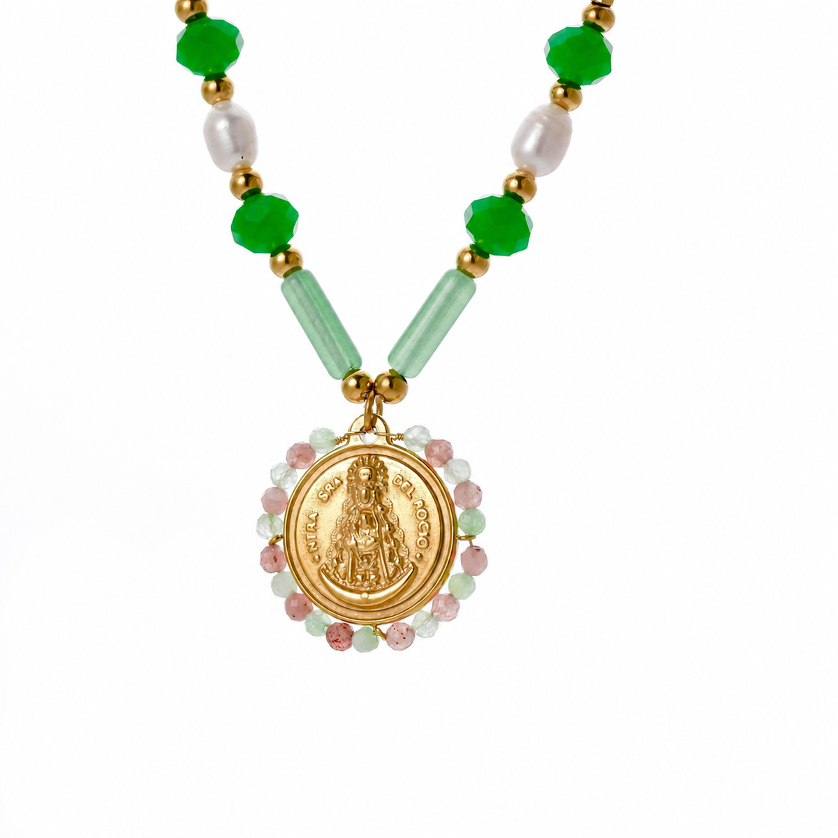 Collar Virgen del Rocío con piedras - collar de joyeria al por mayor