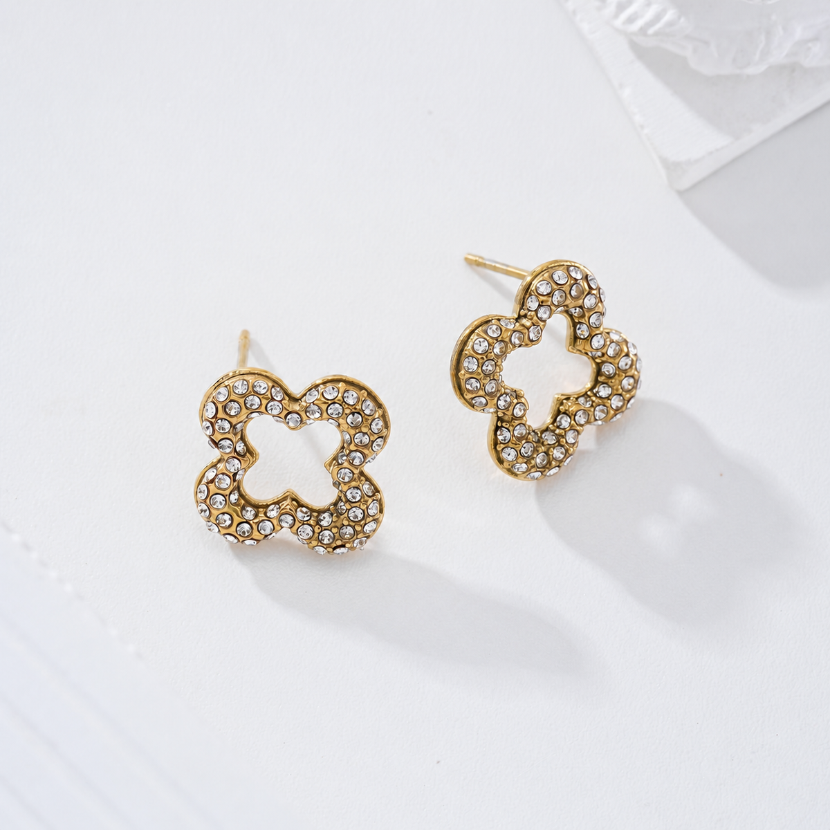 Pendientes flor circonitas acero - pendientes de joyería al por mayor