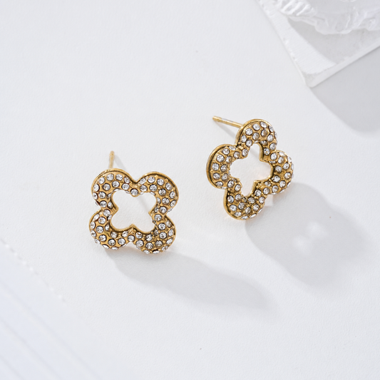 Pendientes flor circonitas acero - pendientes de joyería al por mayor