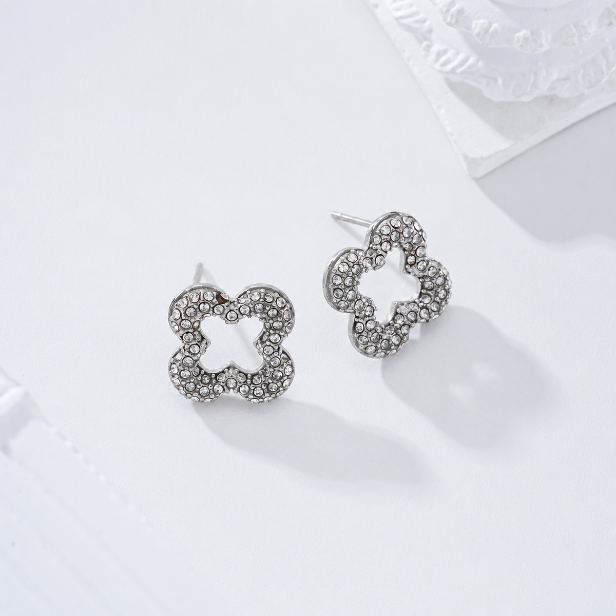 Pendientes flor circonitas acero - pendientes de joyería al por mayor