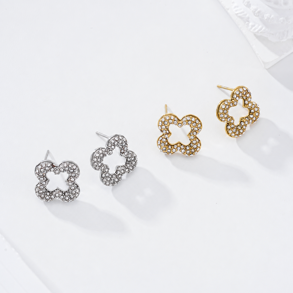 Pendientes flor circonitas acero - pendientes de joyería al por mayor