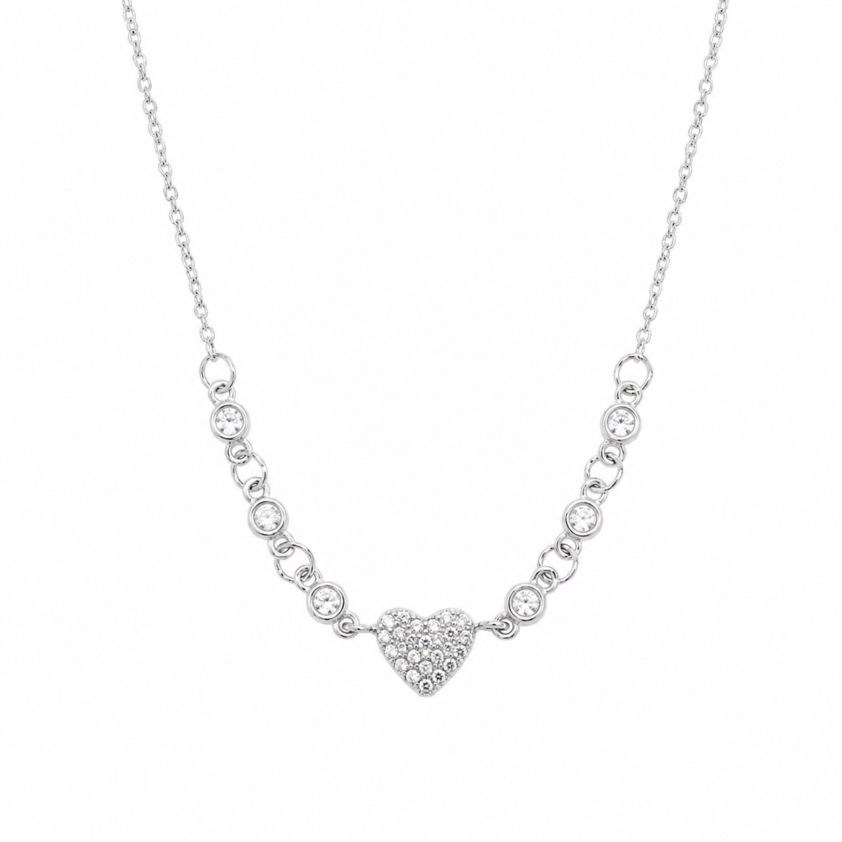 Collar dorado con corazón y cristales brillantes