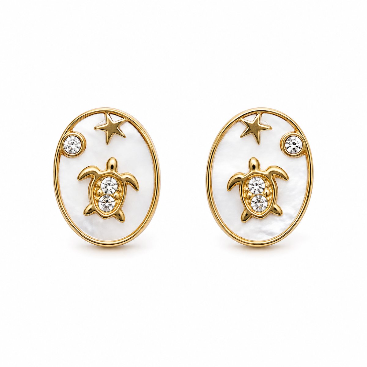 Pendientes con esmalte dorados