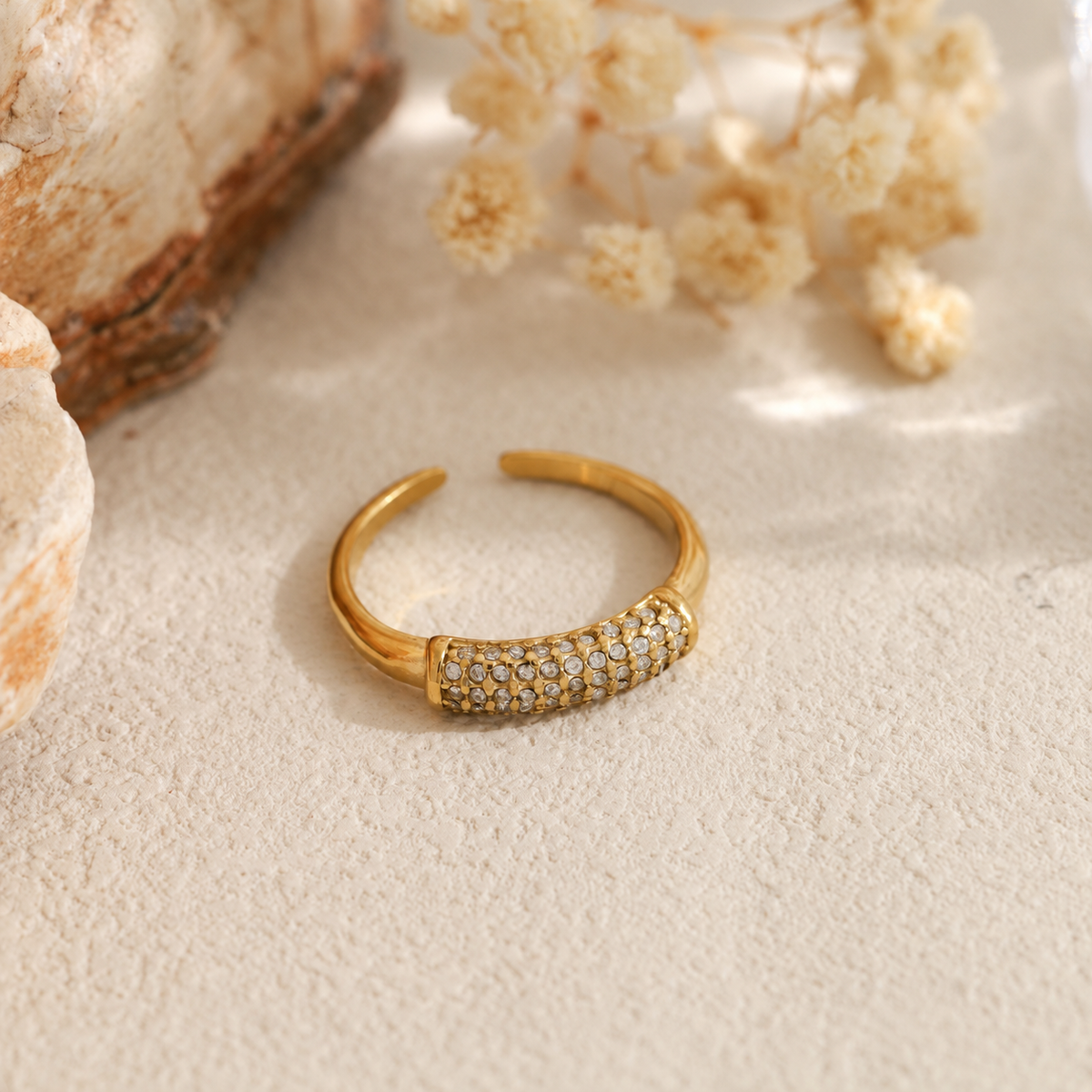 Anillo abierto con pieza frontal de piedras - anillo de joyería al por mayor