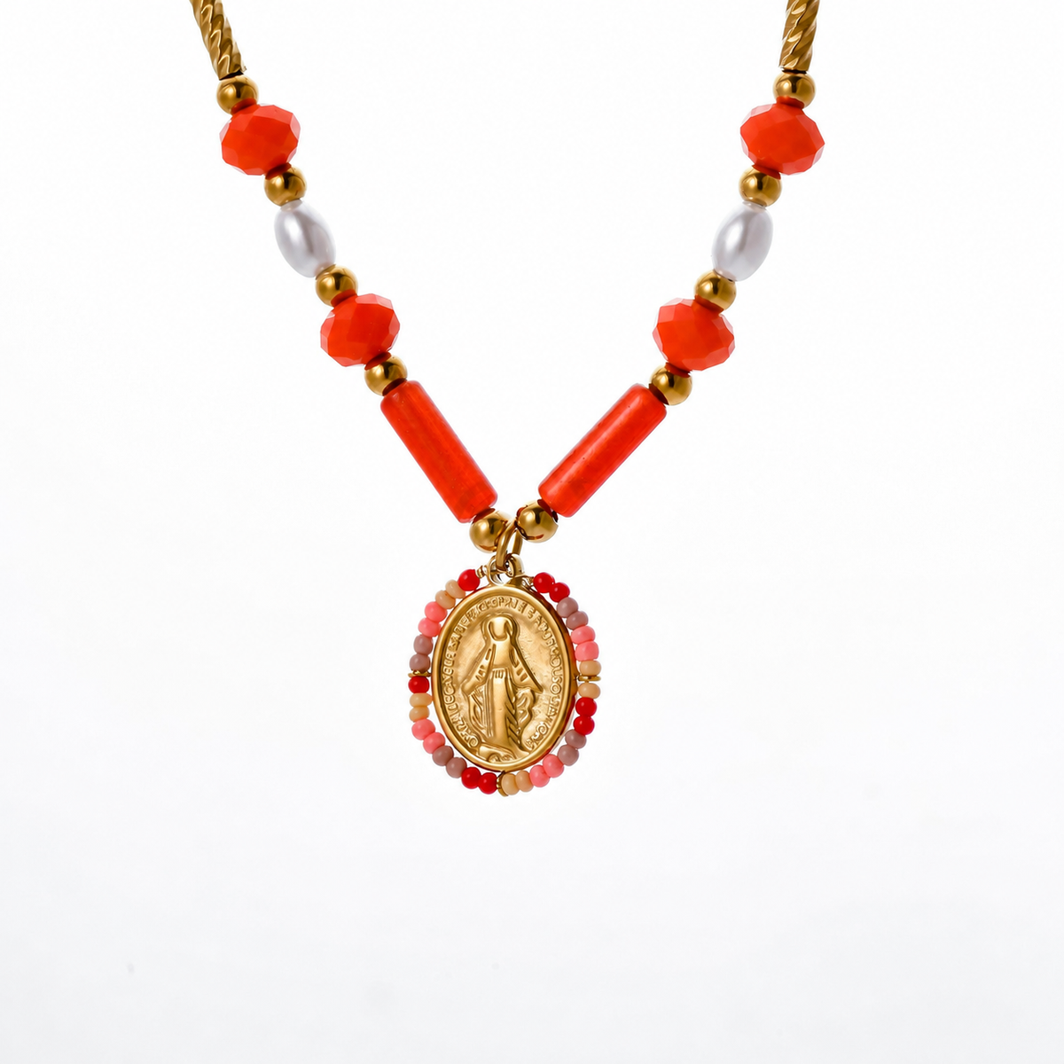 Collar Virgen Milagrosa color - collar de joyeria al por mayor