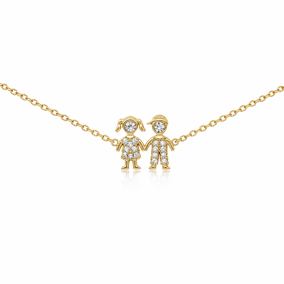 Pulsera dorada con dije de niños