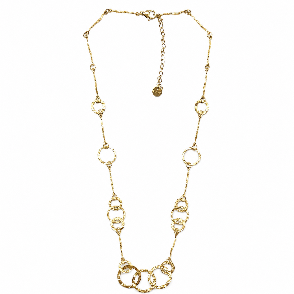 Collar dorado con aros texturizados