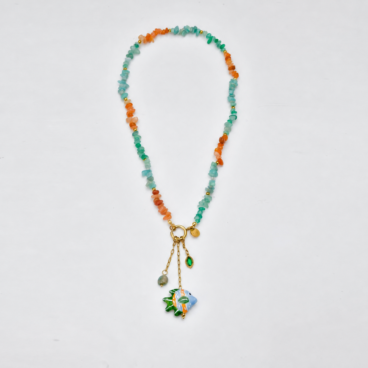 Collar piedras y pez colores - collar de joyeria al por mayor