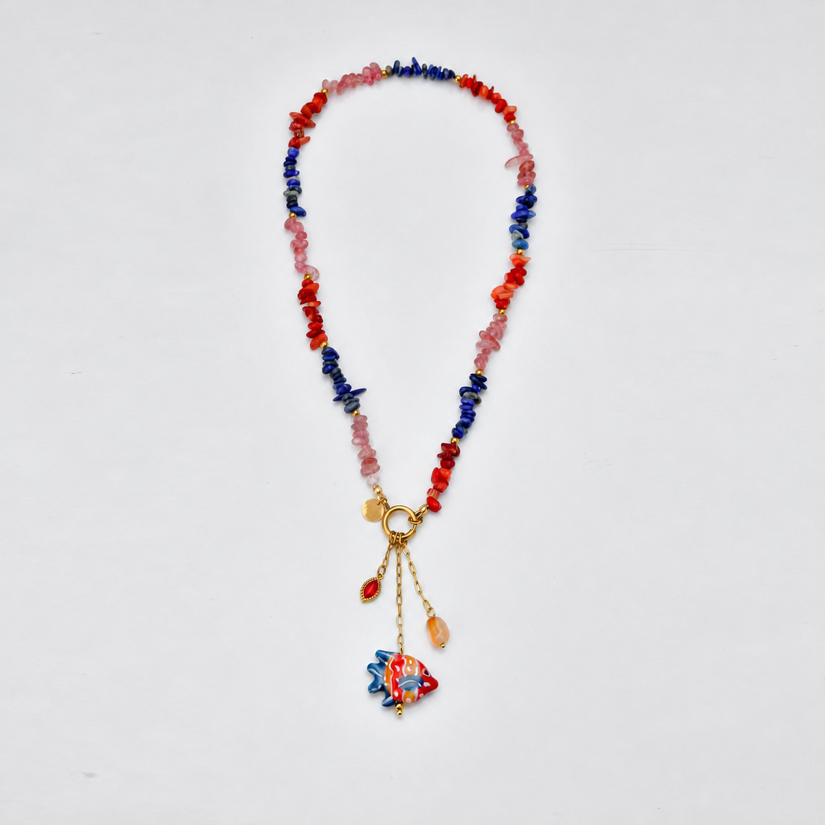 Collar piedras y pez colores - collar de joyeria al por mayor