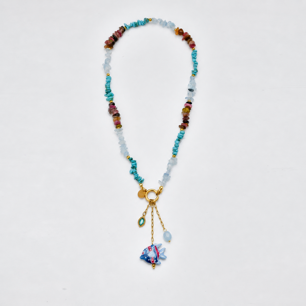 Collar piedras y pez colores - collar de joyeria al por mayor
