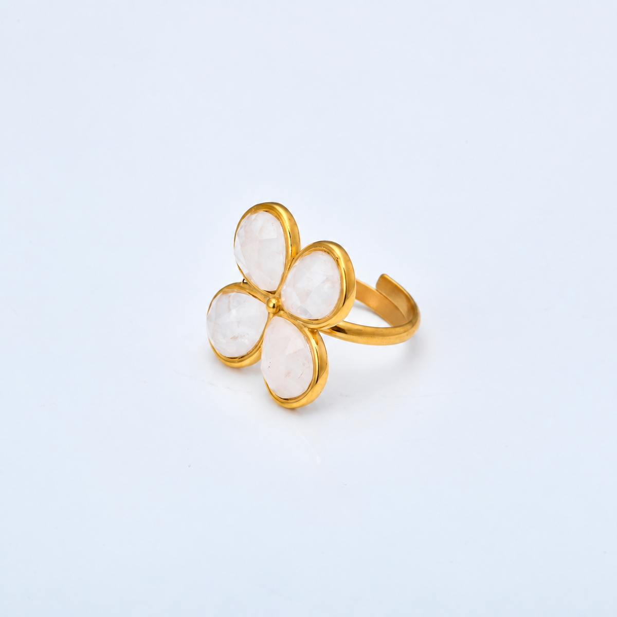 Anillo Ajustable Flor de Piedra - anillo de joyería al por mayor