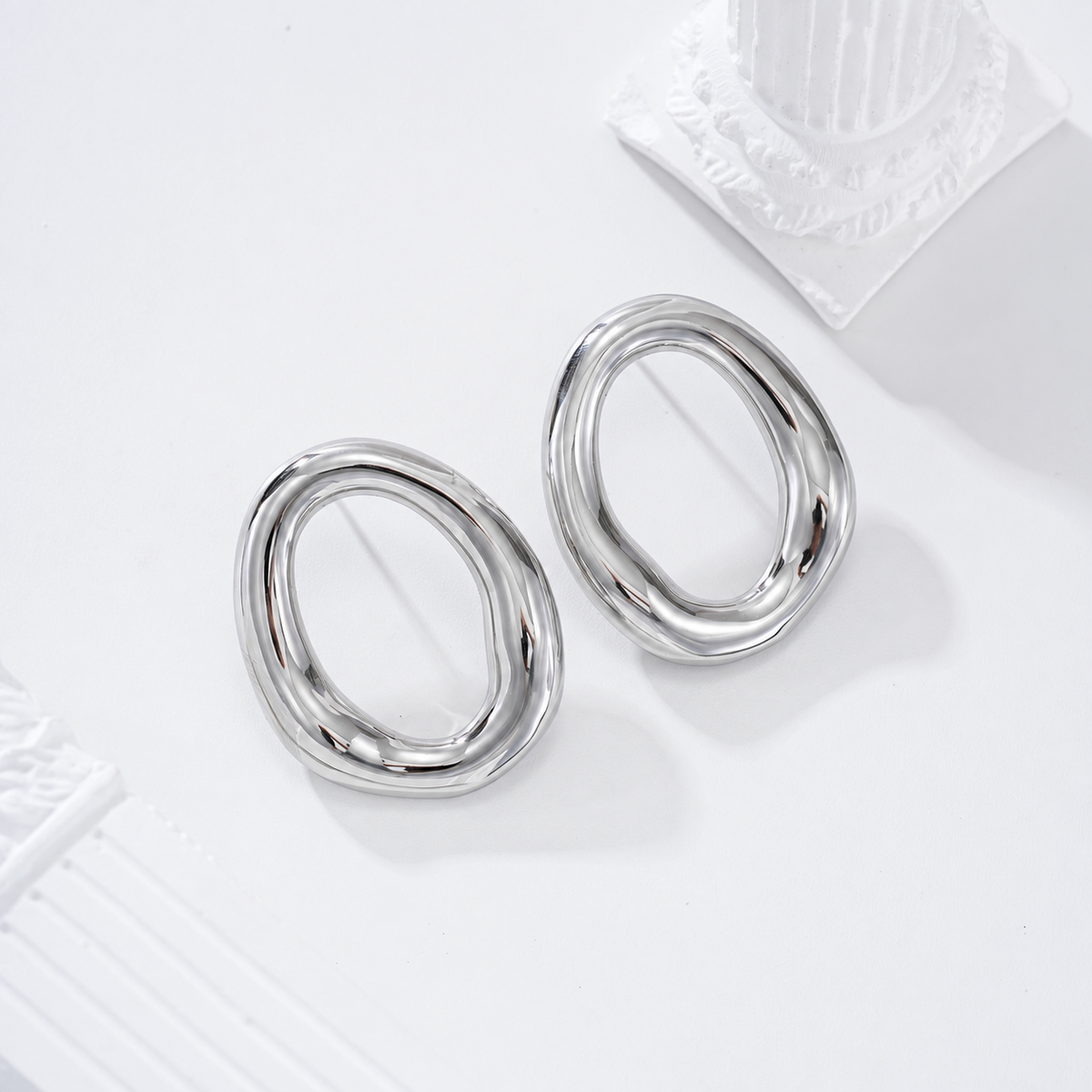 Pendientes de aro hueco acero - pendientes de joyería al por mayor