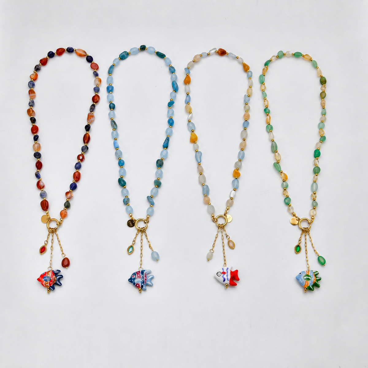 Collar piedras y pez - collar de joyeria al por mayor