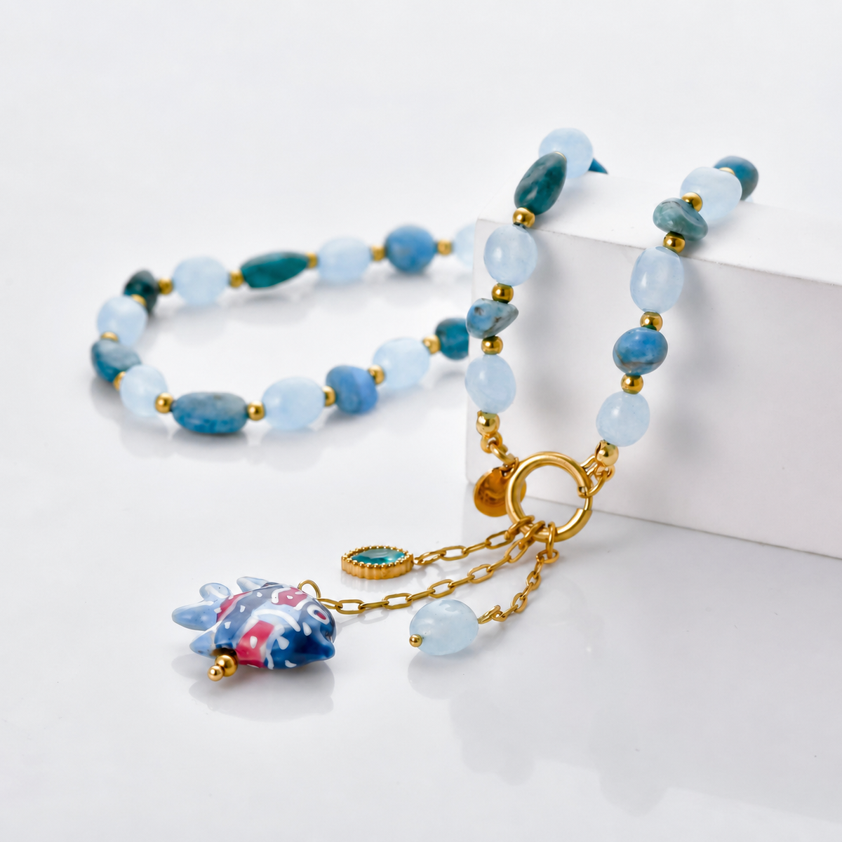 Collar piedras y pez - collar de joyeria al por mayor