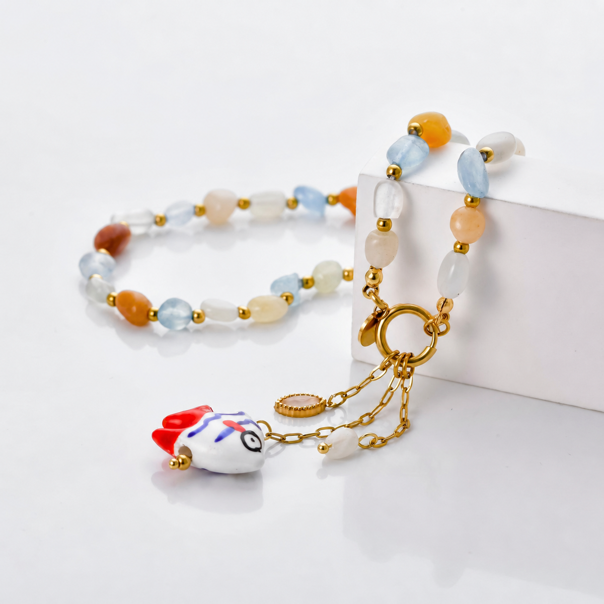 Collar piedras y pez - collar de joyeria al por mayor