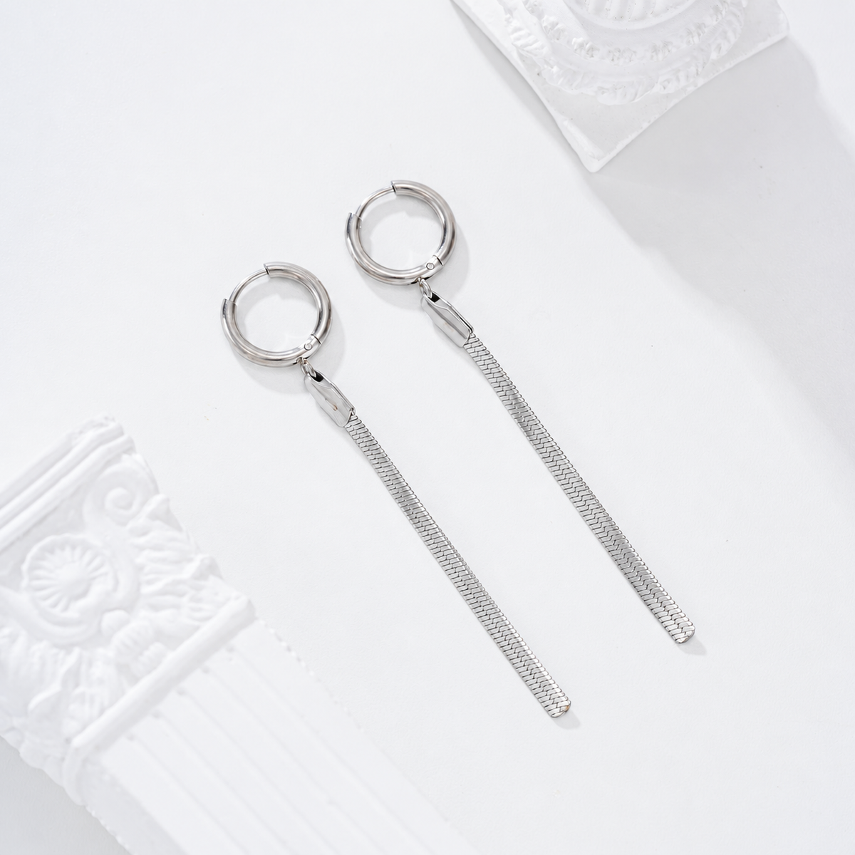 Pendientes aro con tira plana acero - pendientes de joyería al por mayor