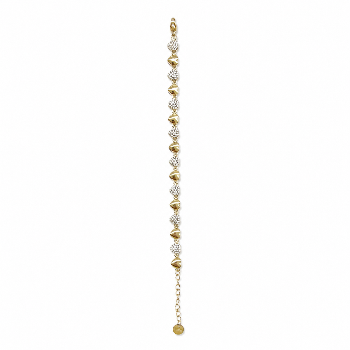 Pulsera dorada con corazones lisos y brillantes