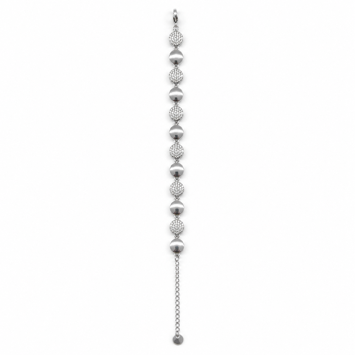 Pulsera plateado con círculos lisos y brillantes