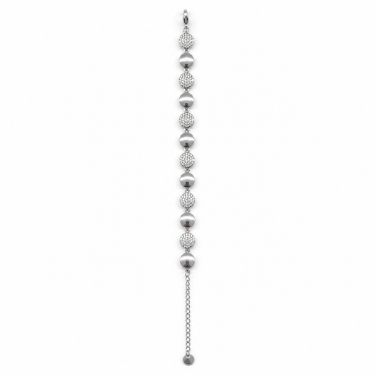 Pulsera plateado con círculos lisos y brillantes