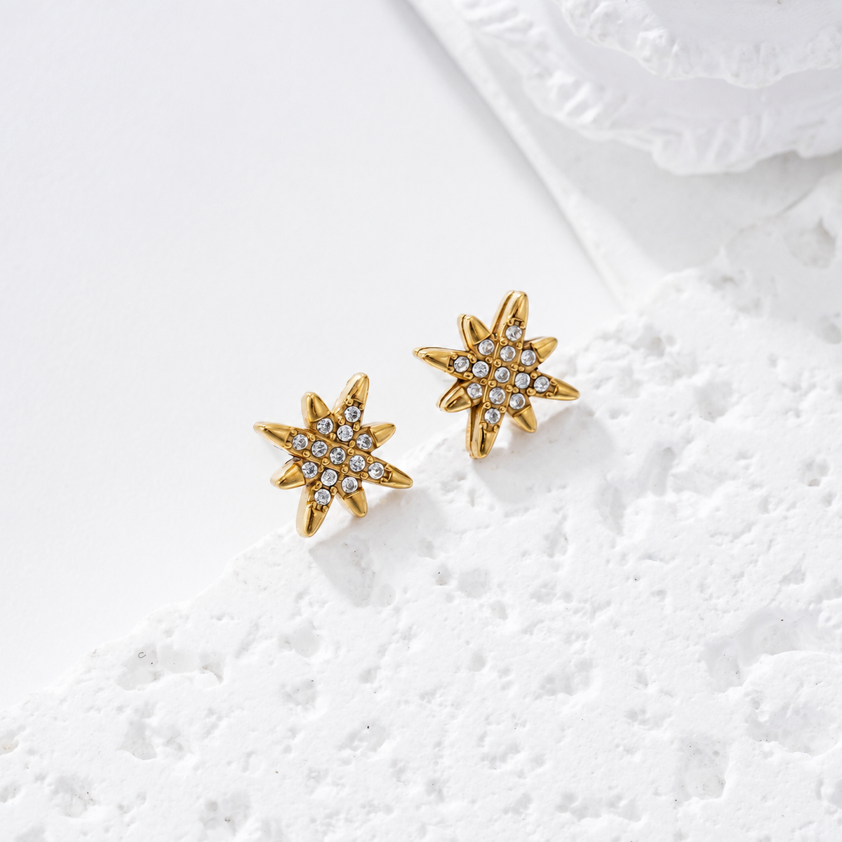 Pendientes estrella circonitas acero - pendientes de joyería al por mayor