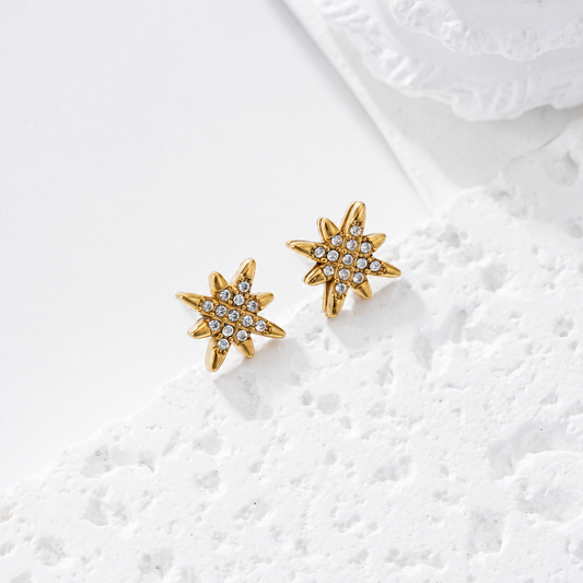 Pendientes estrella circonitas acero - pendientes de joyería al por mayor