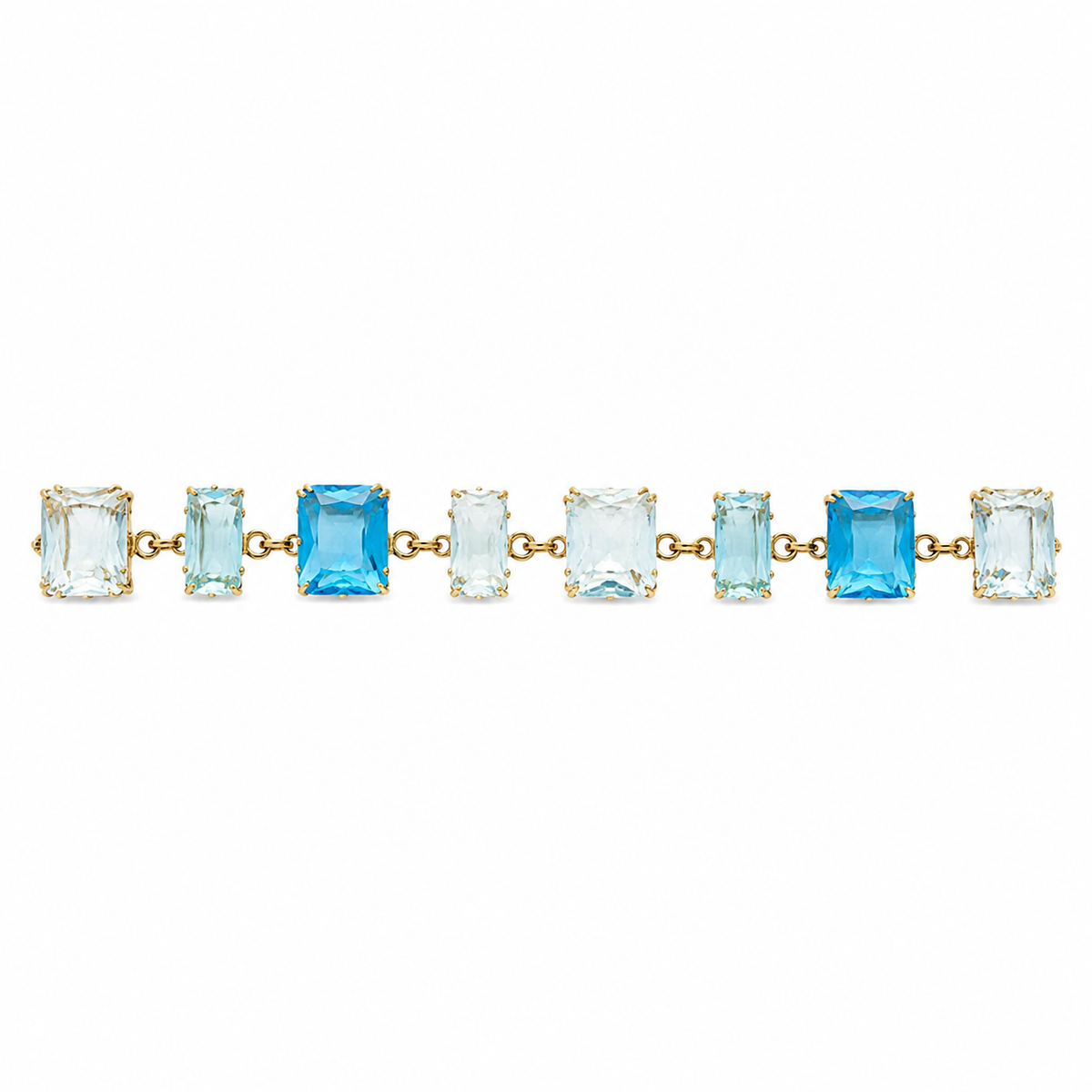 Pulsera con piedras rectangulares azules y baño de oro de 18 quilates