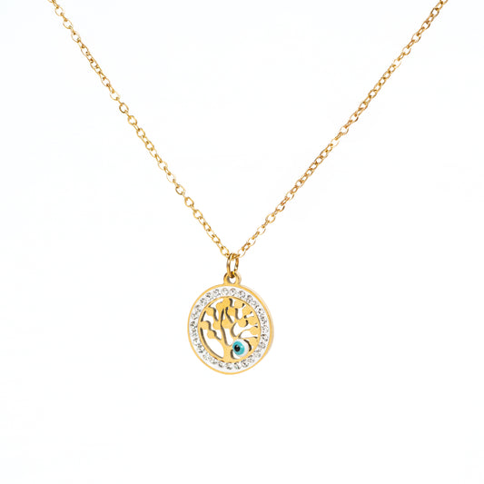 Collar Árbol de trebol Dorado