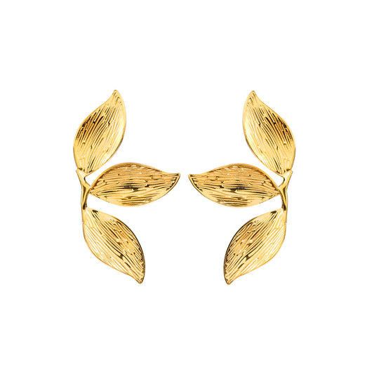 Pendientes Hoja de Laurel Dorado