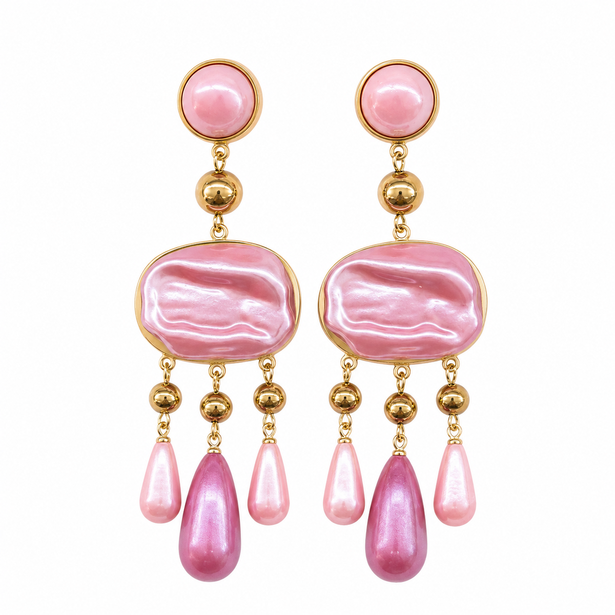 Pendientes con esmalte dorados