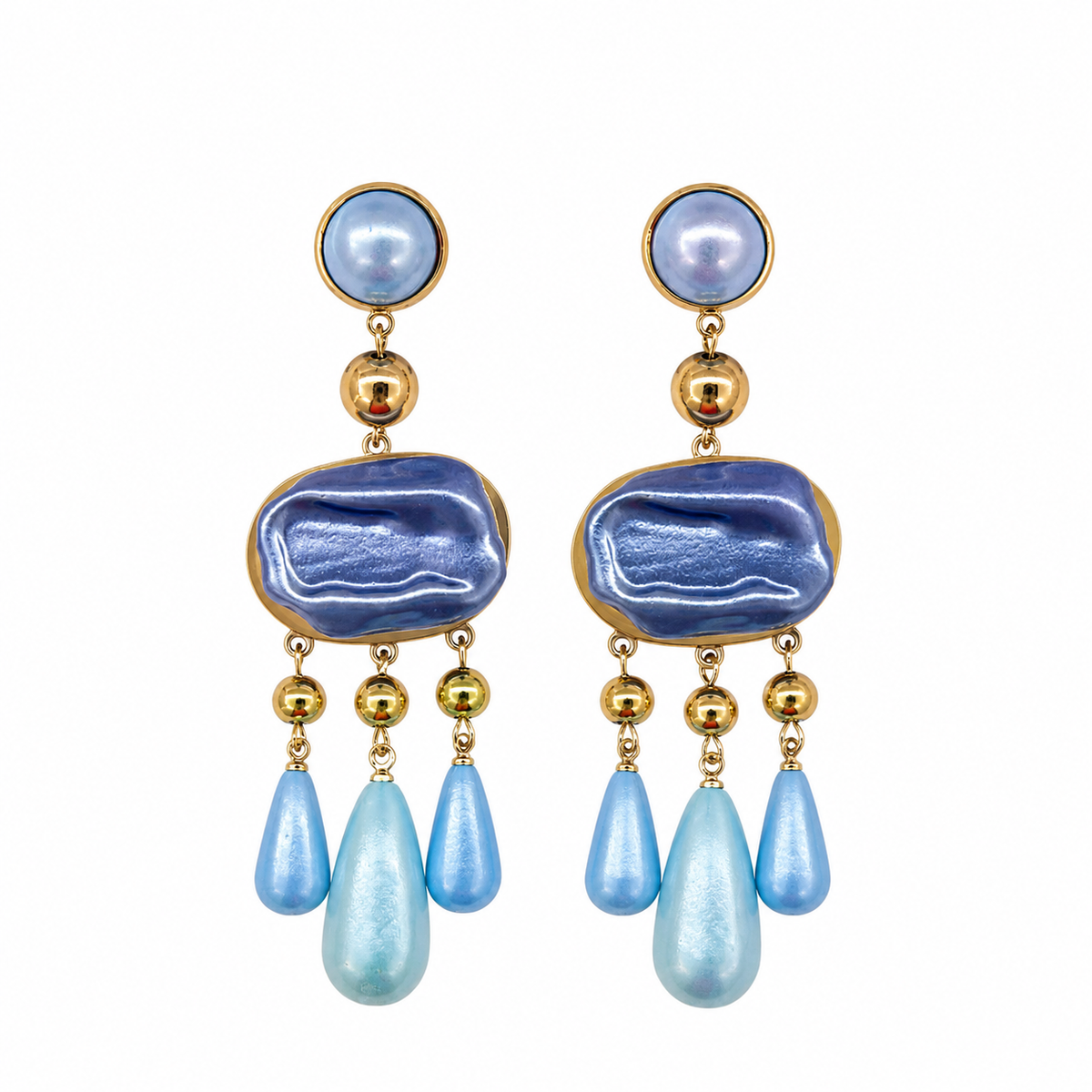 Pendientes con esmalte dorados