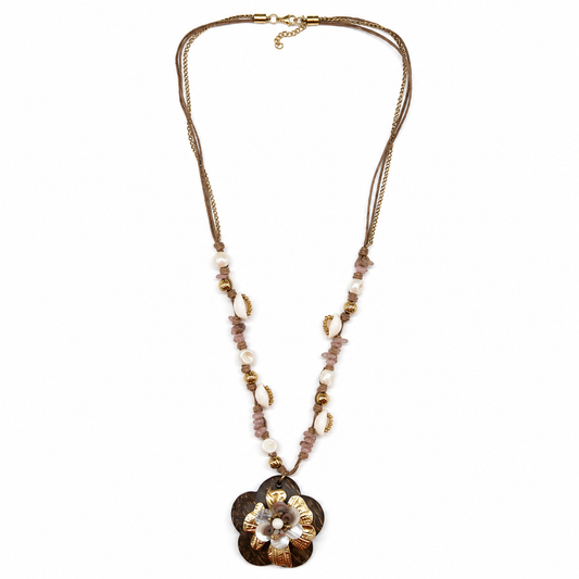 Collar Flor Acero Dorado